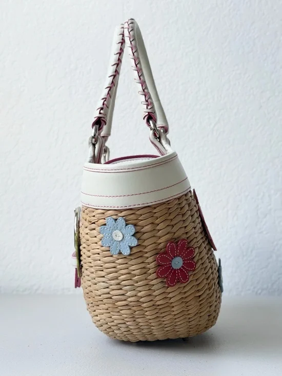 Y2K Coach Soho Straw Floral Basket Tote - Picture 10 of 16